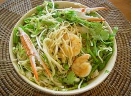 Seafood with fresh noodles at Buffalo bay restaurant